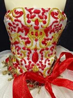 Red and White Embroidered Dress